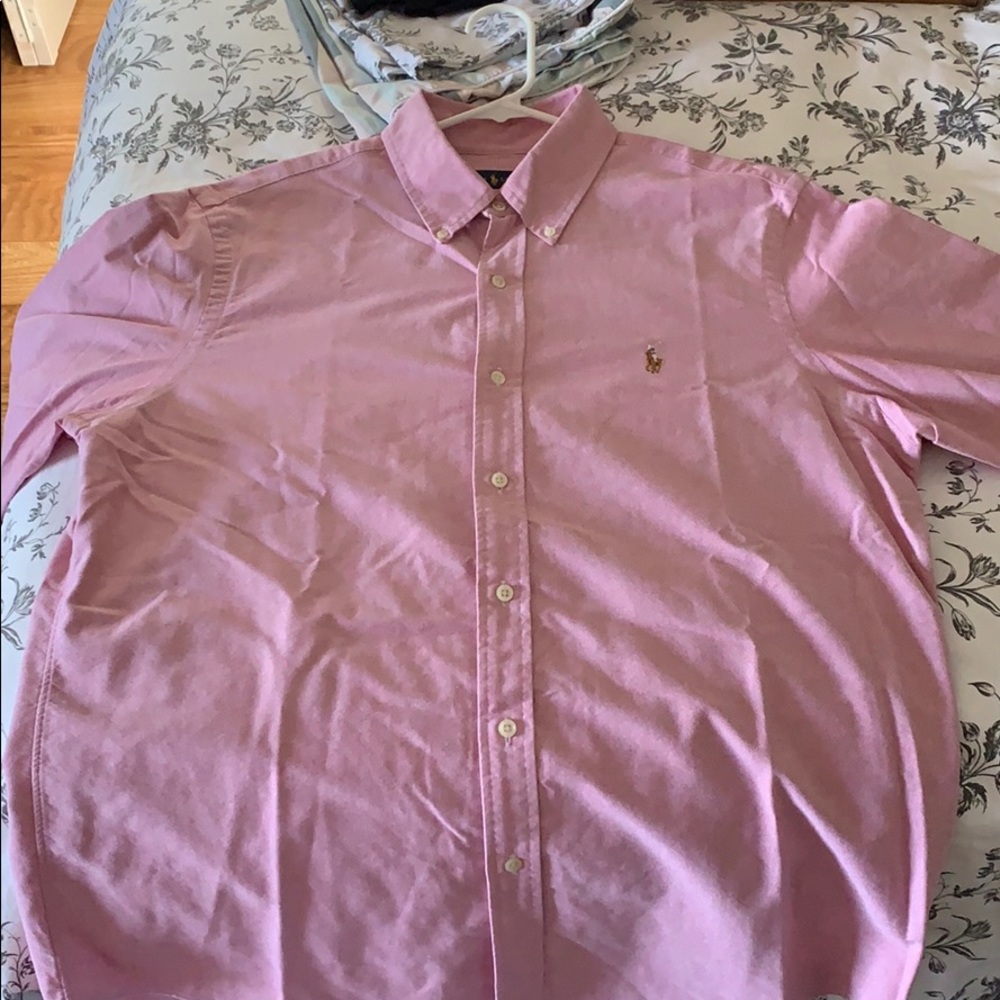 Pink Ralph Lauren button down shirt